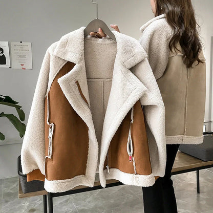 Women's Sherpa-Lined Bomber Jacket – Oversized Zip-Up
