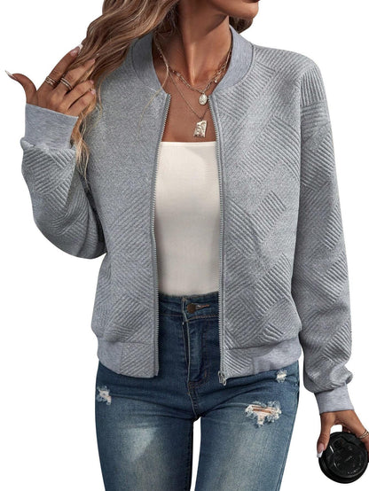 Women's Quilted Knit Bomber Jacket – Zip-Up