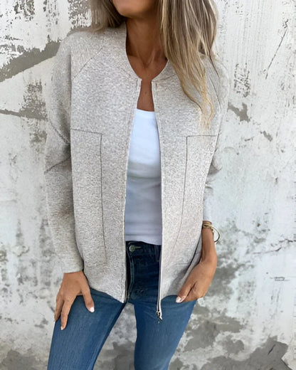 Women’s Lightweight Bomber Jacket - Zip Front Casual Jacket