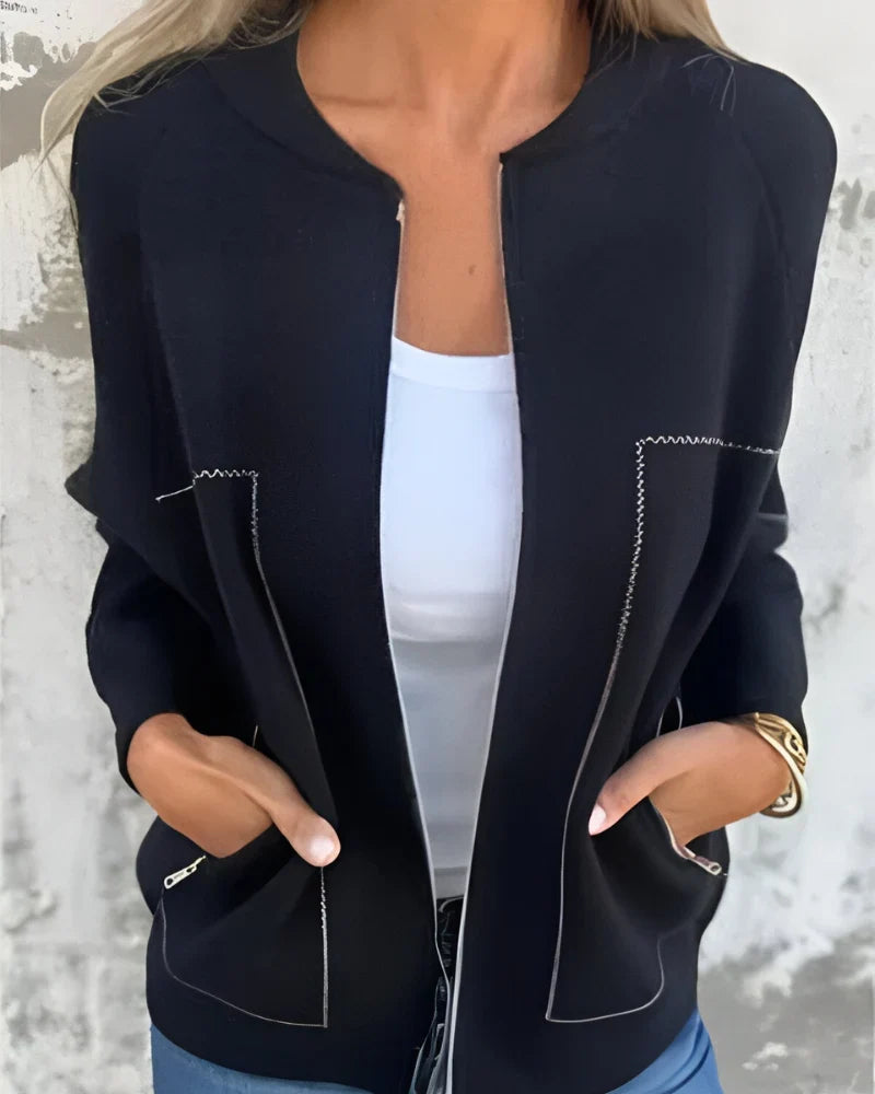 Women’s Lightweight Bomber Jacket - Zip Front Casual Jacket