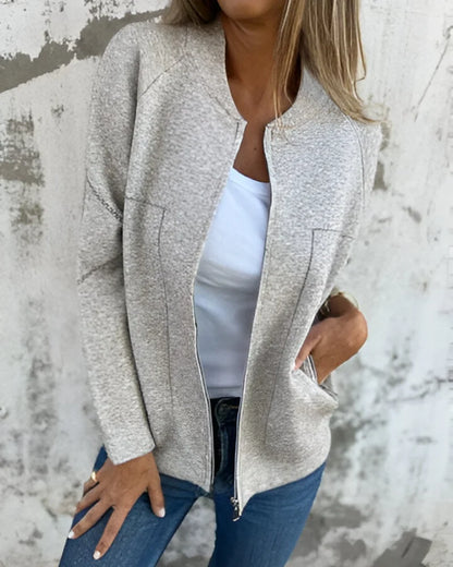 Women’s Lightweight Bomber Jacket - Zip Front Casual Jacket