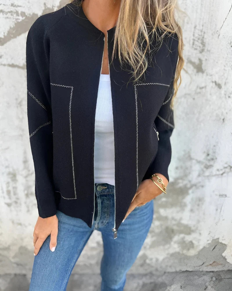 Women’s Lightweight Bomber Jacket - Zip Front Casual Jacket