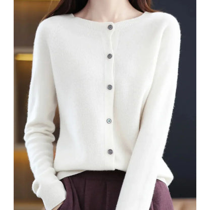 Women's Henley Knit Sweater – Button Front Crewneck
