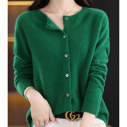Women's Henley Knit Sweater – Button Front Crewneck