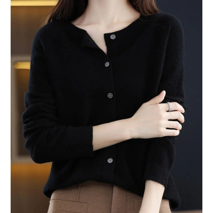 Women's Henley Knit Sweater – Button Front Crewneck