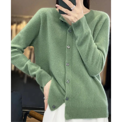 Women's Henley Knit Sweater – Button Front Crewneck