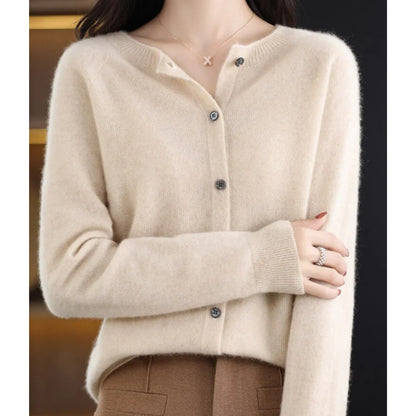Women's Henley Knit Sweater – Button Front Crewneck