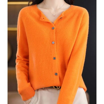 Women's Henley Knit Sweater – Button Front Crewneck