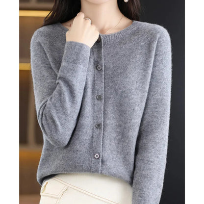 Women's Henley Knit Sweater – Button Front Crewneck