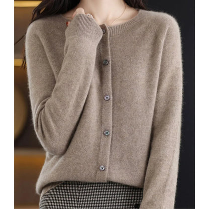 Women's Henley Knit Sweater – Button Front Crewneck