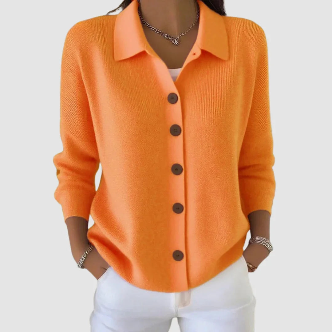 Women's Collared Cardigan Sweater – Button Front Knit