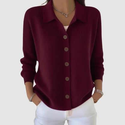 Women's Collared Cardigan Sweater – Button Front Knit