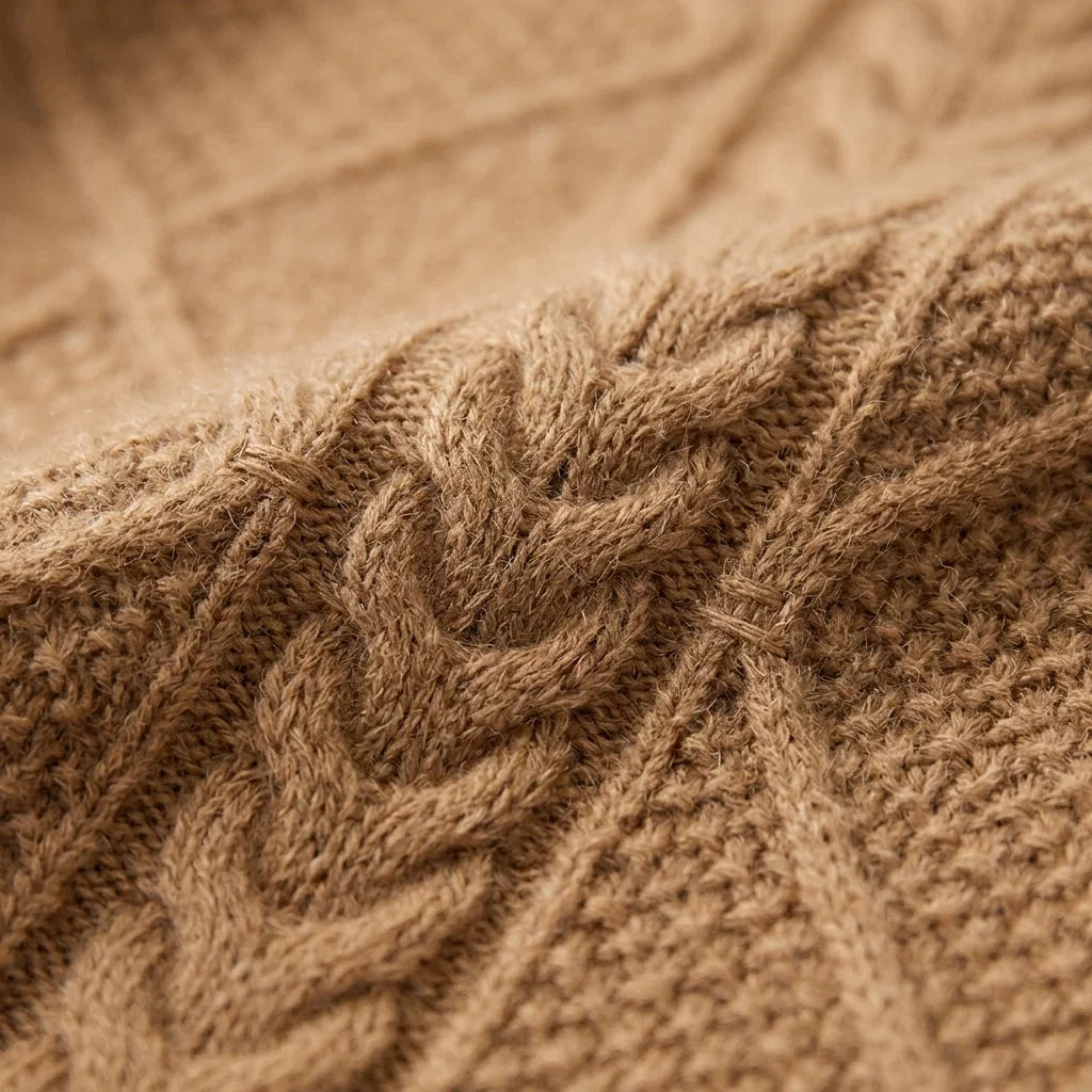 Women's Cable Knit Mock Neck Sweater – Long Sleeve