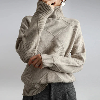 Women's Argyle Turtleneck Sweater – Long Sleeve
