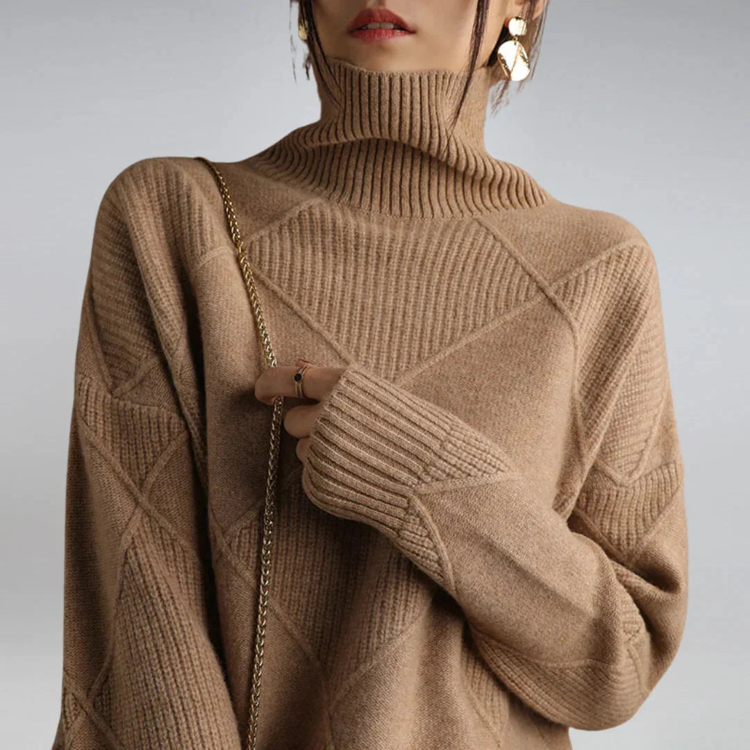 Women's Argyle Turtleneck Sweater – Long Sleeve