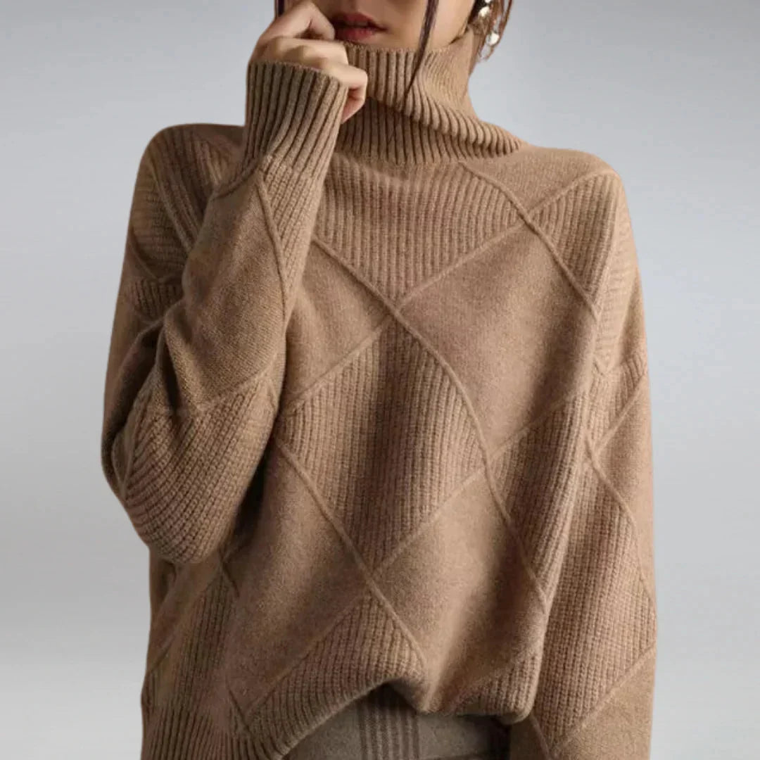 Women's Argyle Turtleneck Sweater – Long Sleeve