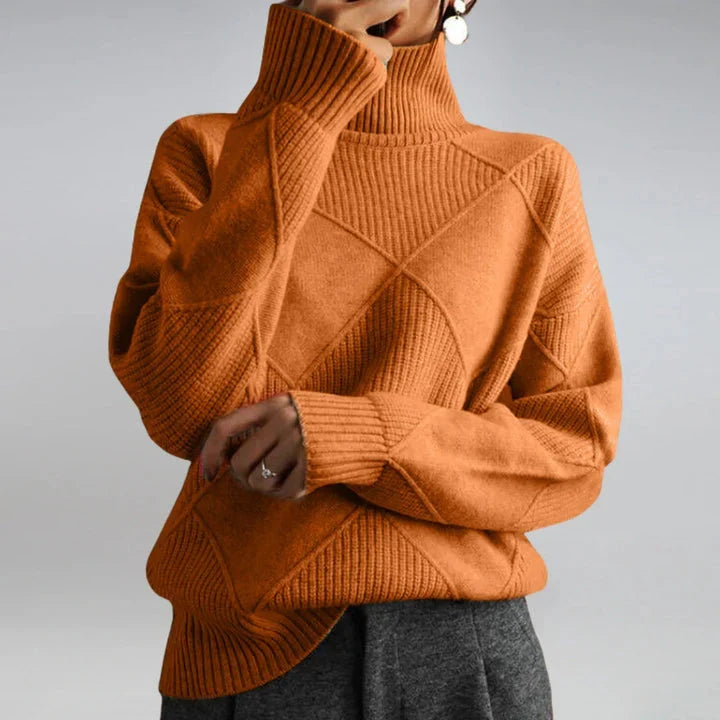 Women's Argyle Turtleneck Sweater – Long Sleeve
