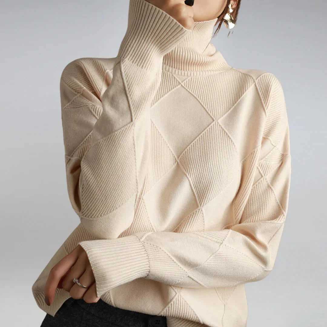 Women's Argyle Turtleneck Sweater – Long Sleeve