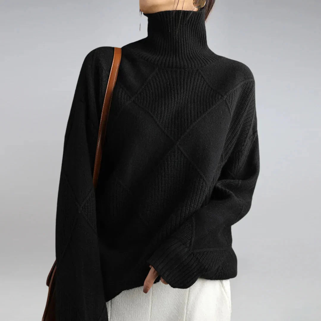 Women's Argyle Turtleneck Sweater – Long Sleeve
