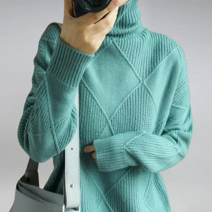 Women's Argyle Turtleneck Sweater – Long Sleeve