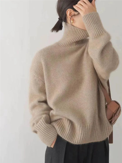 Women's Oversized Turtleneck Sweater – Cashmere