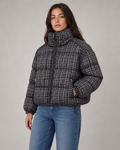Women's Puffer Coat - Quilted Winter Jacket with Funnel Neck