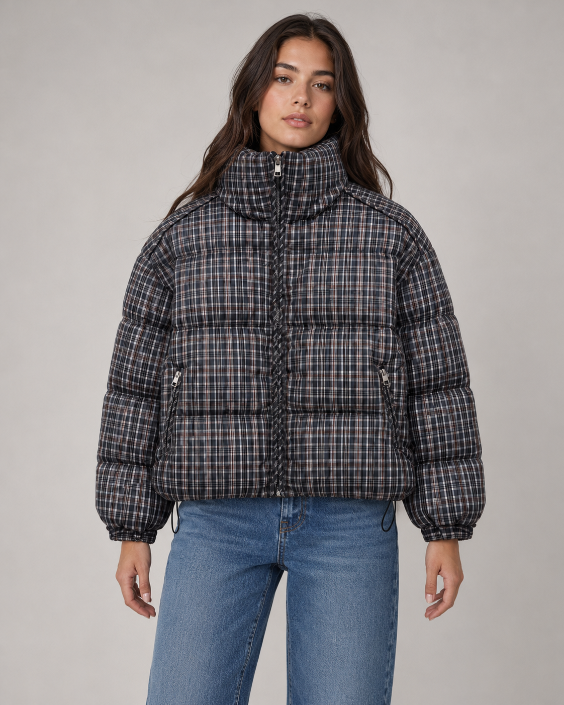 Women's Puffer Coat - Quilted Winter Jacket with Funnel Neck