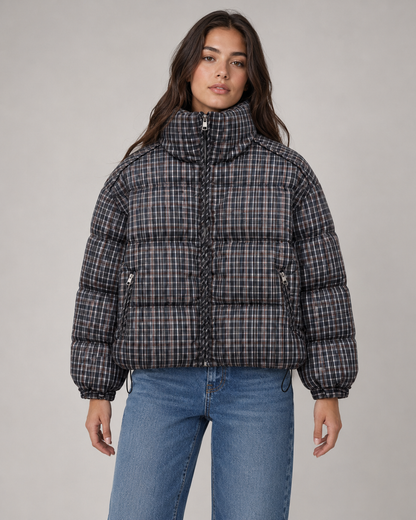 Women's Puffer Coat - Quilted Winter Jacket with Funnel Neck