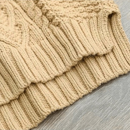 Women's Chunky Cable Knit Sweater – Mock Neck Long Sleeve