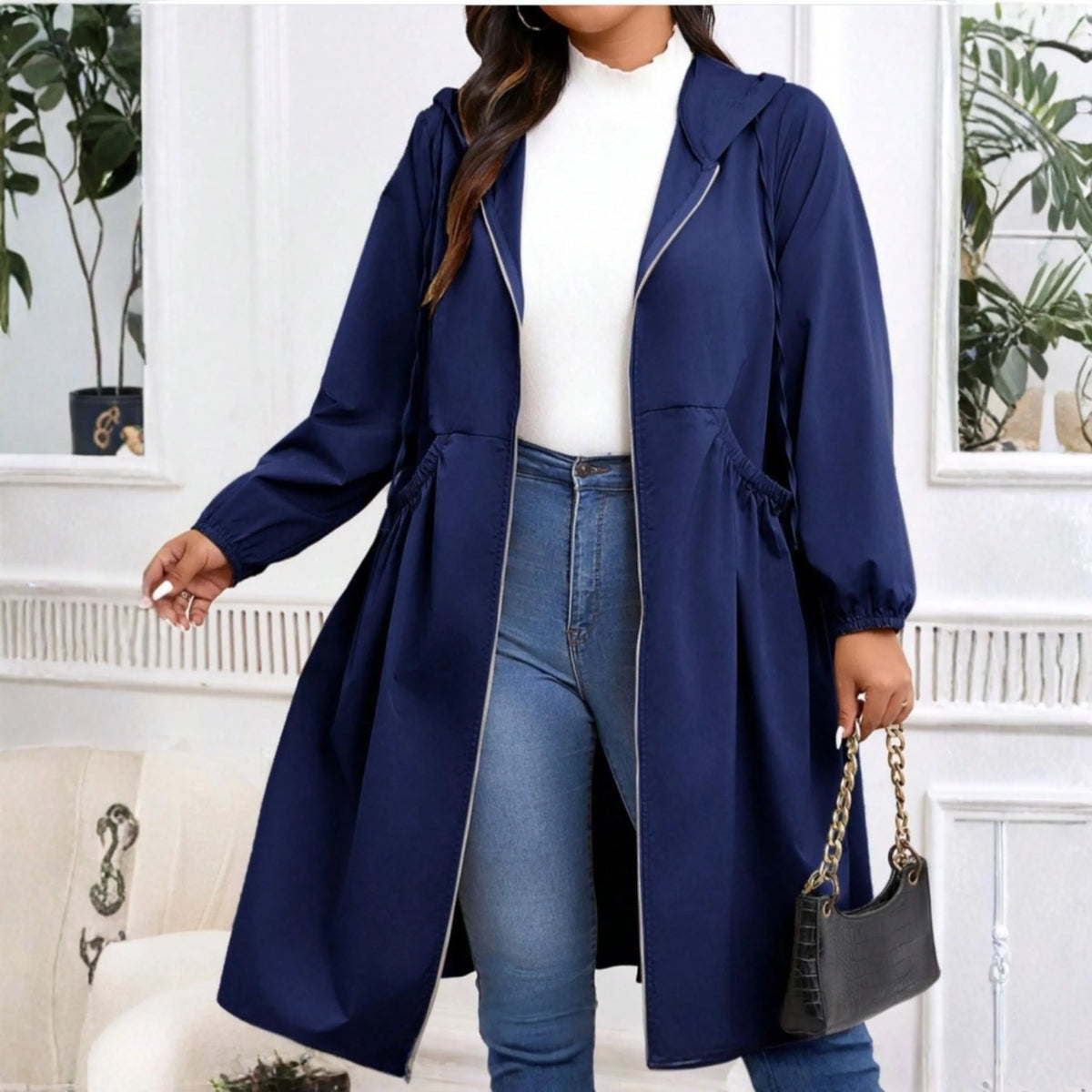 Women’s Plus Size Hooded Coat - Zip Up Winter Jacket
