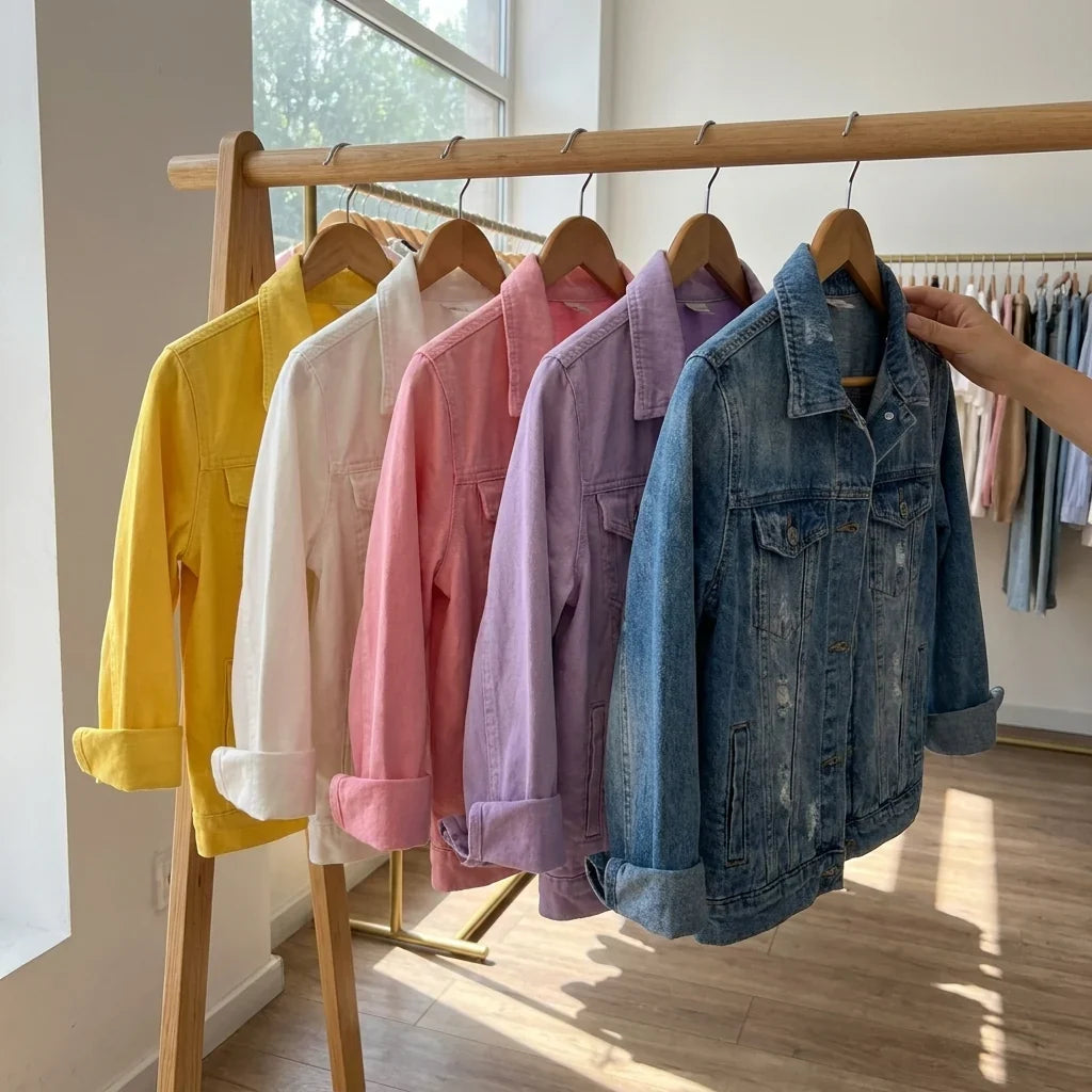 Women’s Cropped Denim Jacket - Button Front Long Sleeve