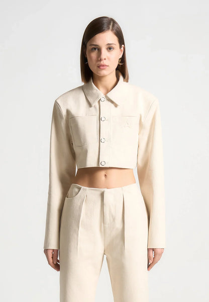 Women's Cropped Denim Jacket – Wide Shoulders