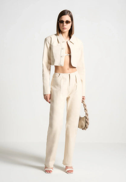 Women's Cropped Denim Jacket – Wide Shoulders