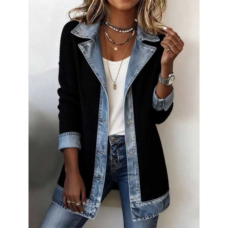 Women’s Patchwork Denim Jacket - Contrast Design