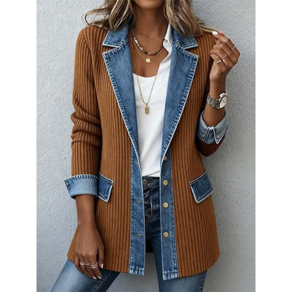 Women’s Patchwork Denim Jacket - Contrast Design