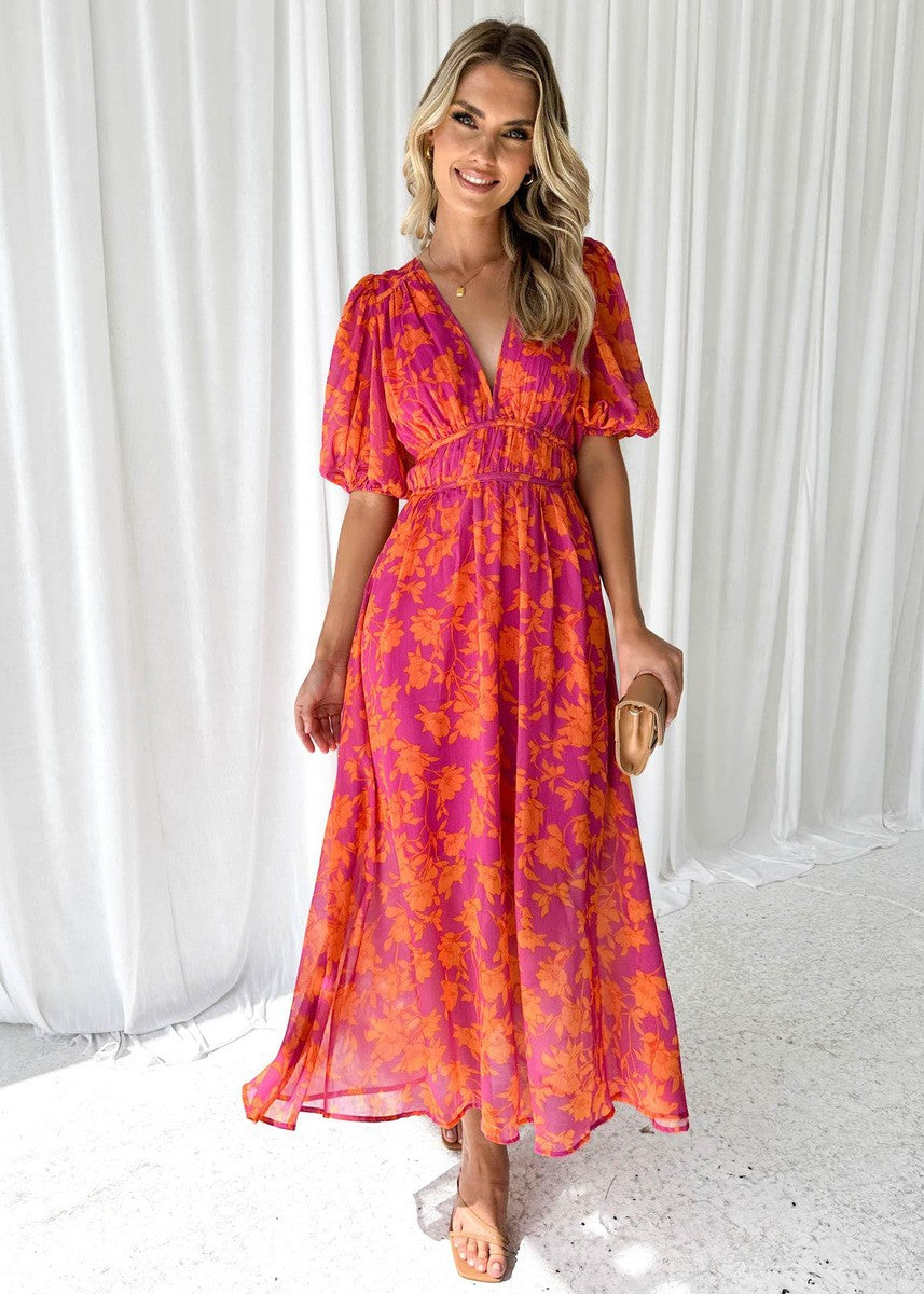 Rosavellee | Floral Evening Maxi Dress Women Fashion Style