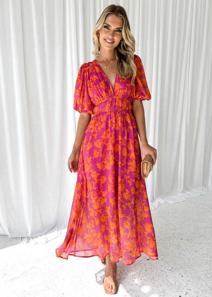 Rosavellee | Floral Evening Maxi Dress Women Fashion Style