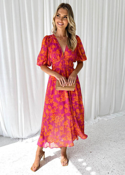 Rosavellee | Floral Evening Maxi Dress Women Fashion Style