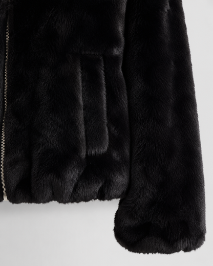 Women's Faux Fur Jacket - Hooded Zip Up Plush Jacket