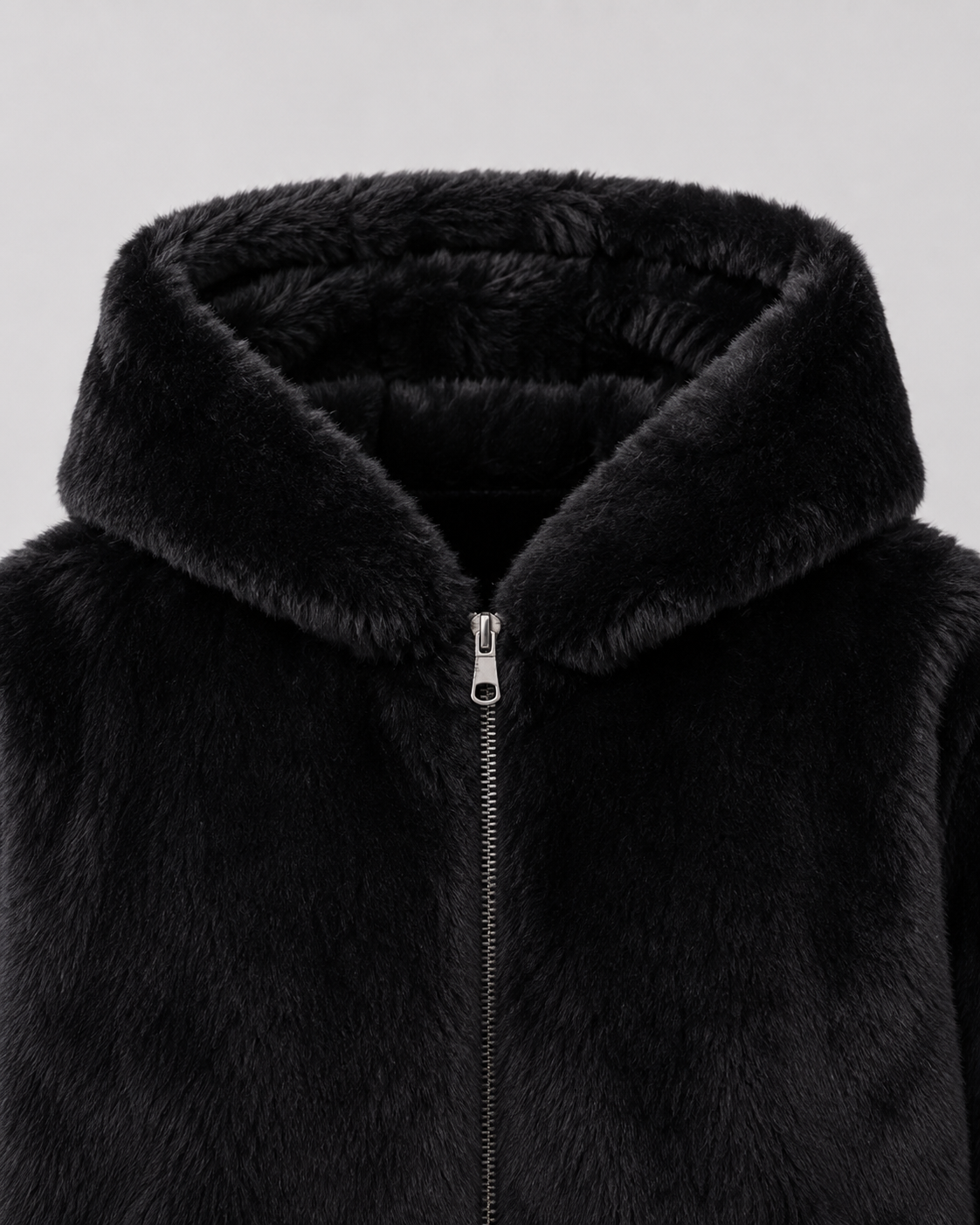 Women's Faux Fur Jacket - Hooded Zip Up Plush Jacket