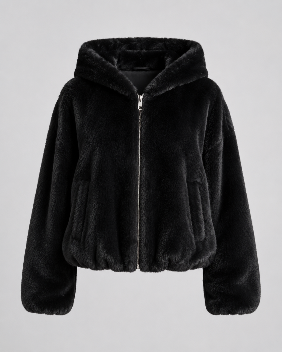 Women's Faux Fur Jacket - Hooded Zip Up Plush Jacket