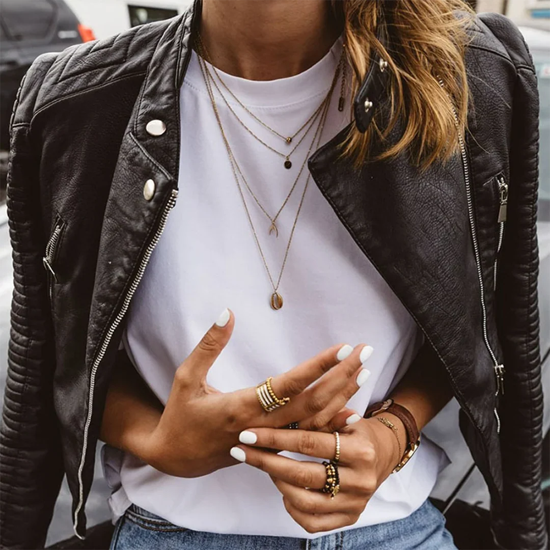 Women’s Quilted Leather Jacket - Biker Moto Style
