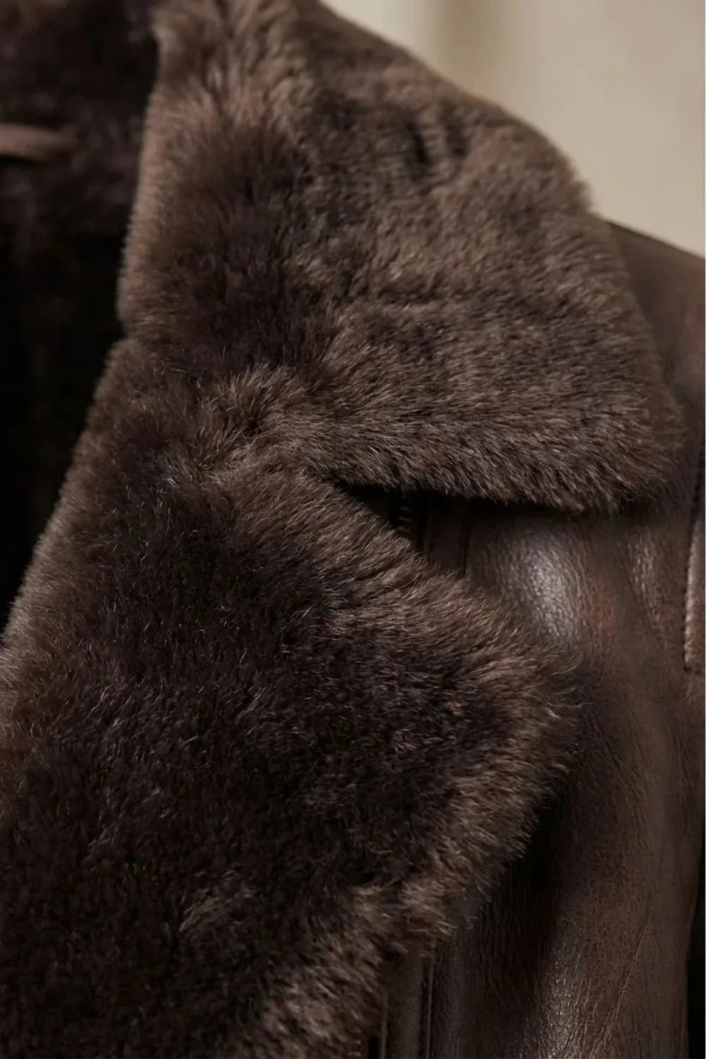 Women’s Brown Leather Jacket - Shearling Lined Winter Coat