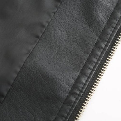 Women's Quilted Leather-Look Jacket – Stand Collar Zip-Up