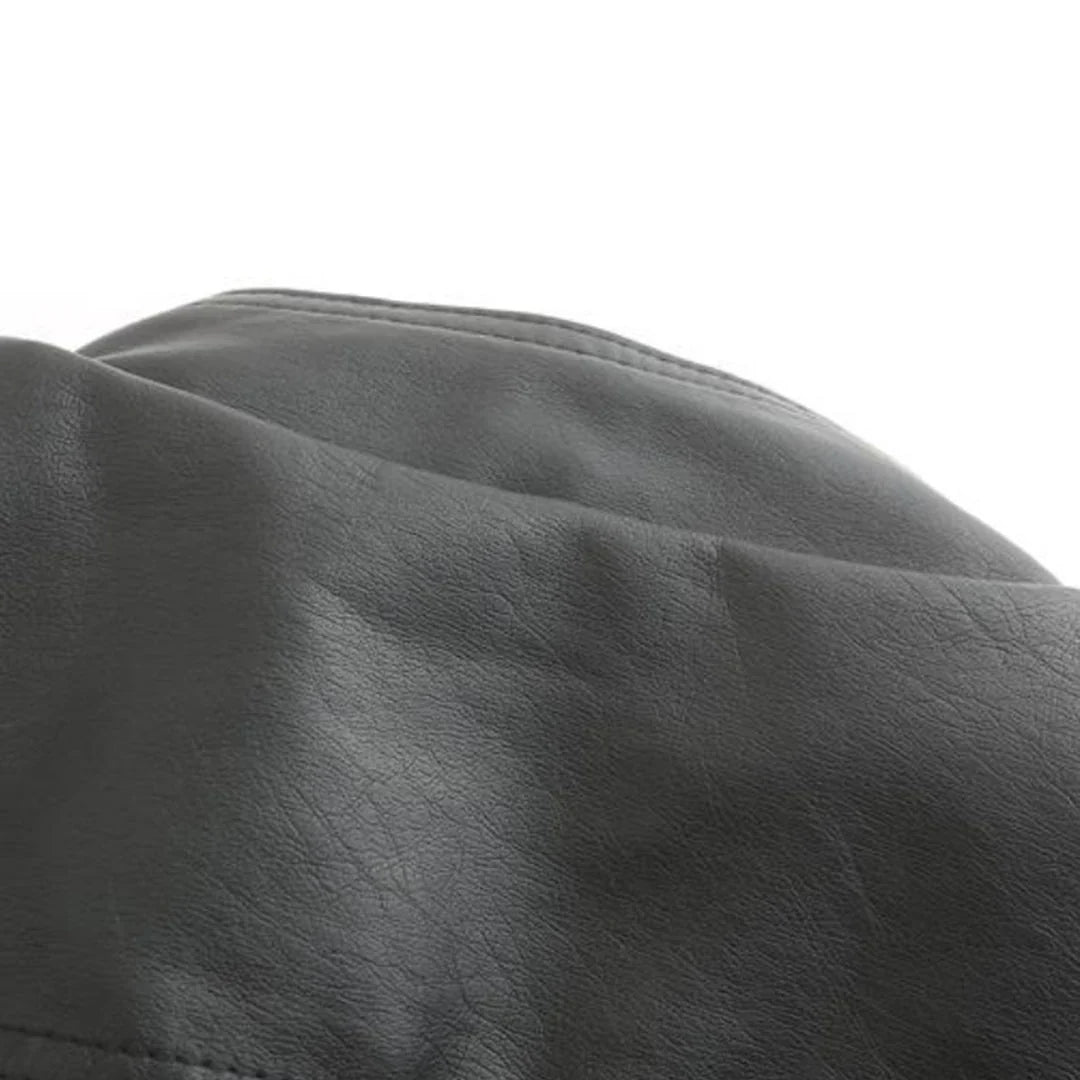 Women's Quilted Leather-Look Jacket – Stand Collar Zip-Up