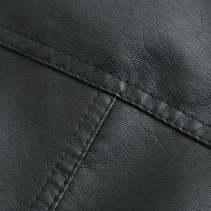 Women's Quilted Leather-Look Jacket – Stand Collar Zip-Up