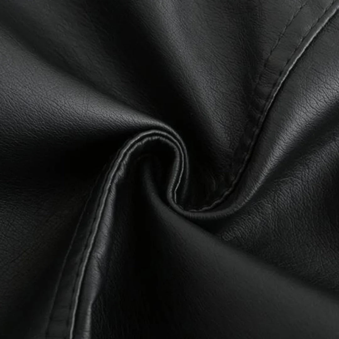 Women's Quilted Leather-Look Jacket – Stand Collar Zip-Up