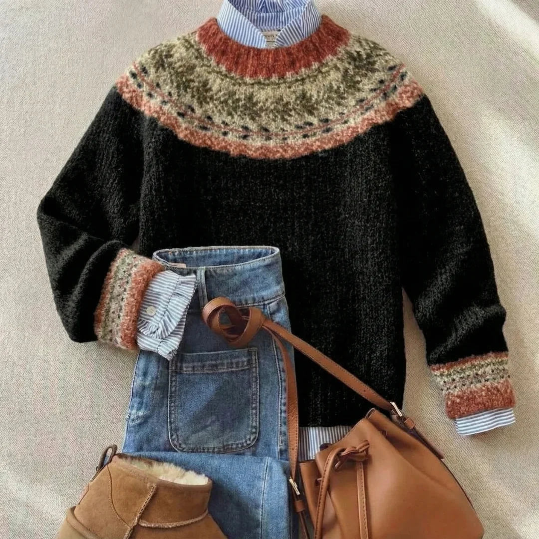 Women's Fair Isle Nordic Sweater – Long Sleeve Knit