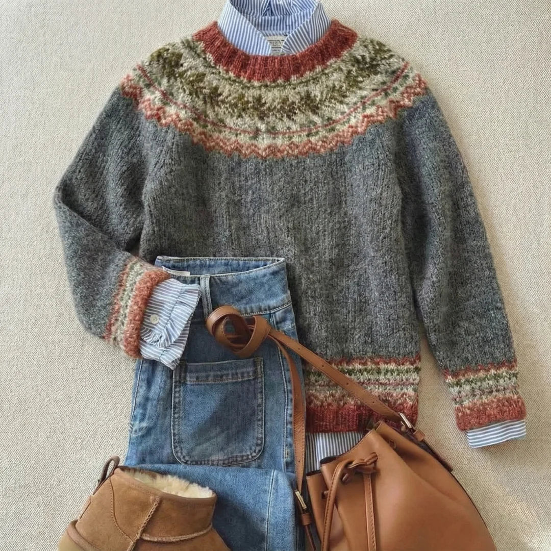Women's Fair Isle Nordic Sweater – Long Sleeve Knit