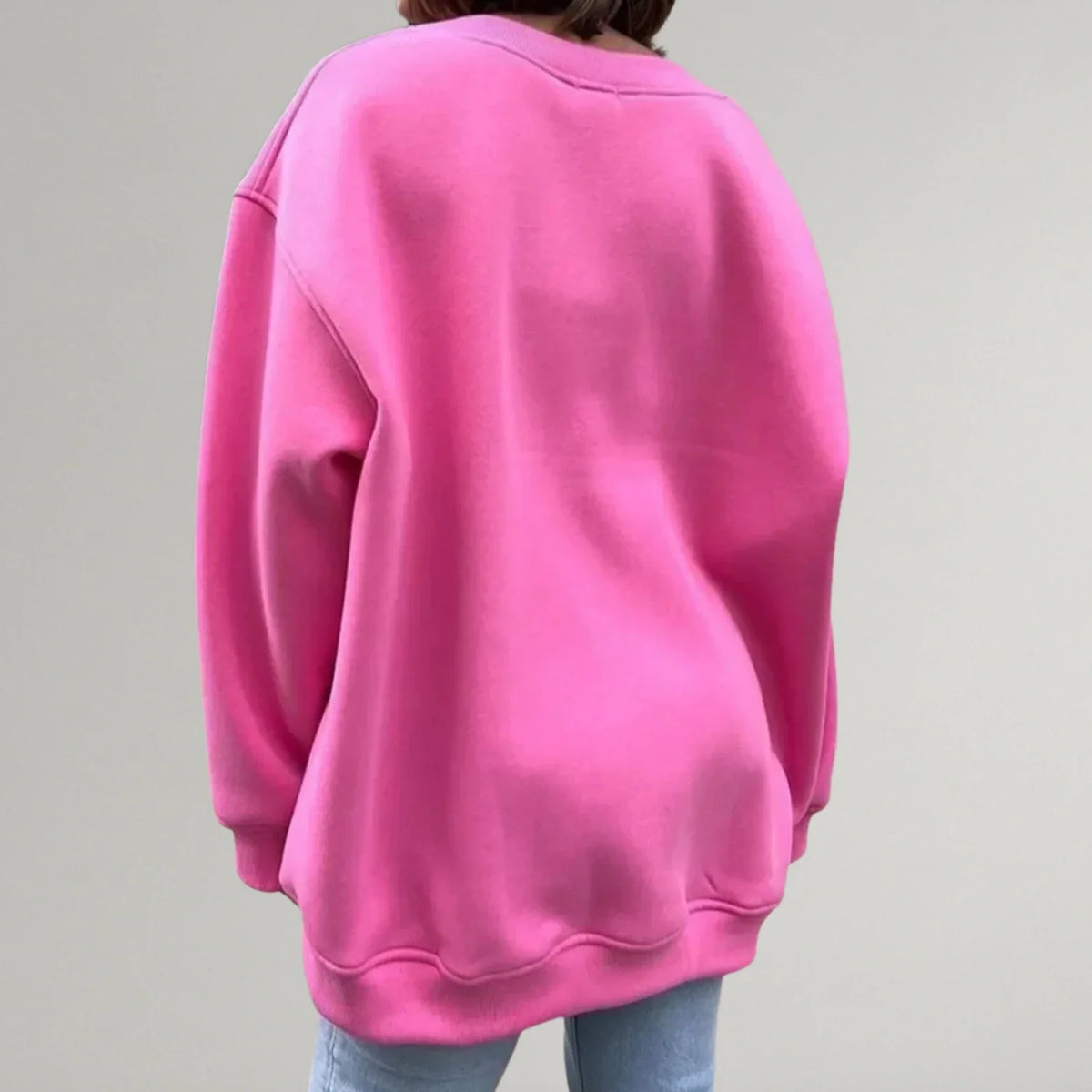 Women's Oversized Ribbed Sweater – Crewneck Long Sleeve